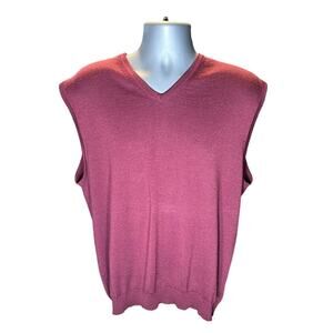Jos. A. Bank Signature Collection Burgundy Sweater Vest Size XL Marino Wool